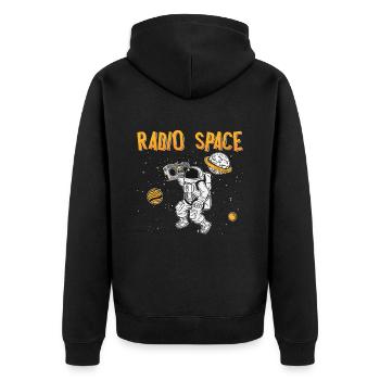 Music Lover Astronomy Radio Space Stars Universe - Unisex Premium Bio Zip Hoodie - Schwarz - Hinten - Nico (187cm)