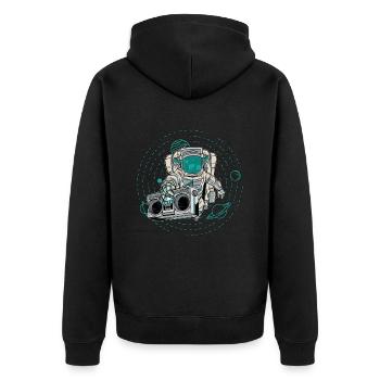 Astronomy Radio Space Stars Universe Music Lover - Unisex Premium Bio Zip Hoodie - Schwarz - Hinten - Nico (187cm)