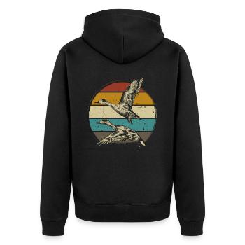 Duck retro vintage - Unisex Premium Organic Zip Hoodie - black - Back - Nico (187cm)