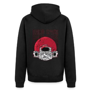 Astronomy Radio Space Stars Music Lover Universe - Unisex Premium Bio Zip Hoodie - Schwarz - Hinten - Nico (187cm)