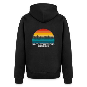 Neuvième rue Pond Michigan - Veste à capuche bio Premium Unisexe - noir - Dos - Nico (187cm)