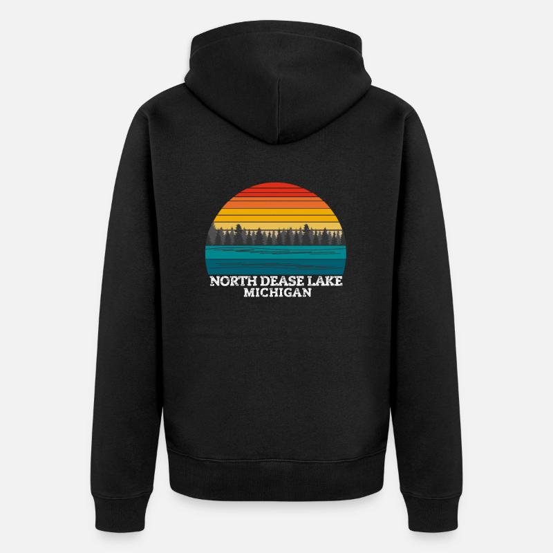 North Dease Lake Michigan - Veste à capuche bio Premium Unisexe - noir