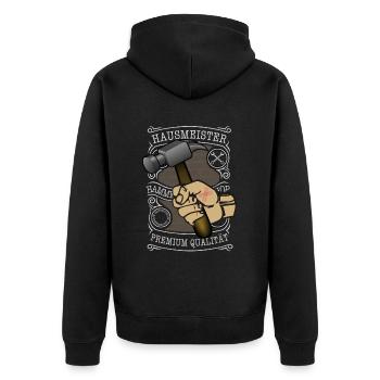 Hausmeister und Facility Manager - Unisex Premium Bio Zip Hoodie - Schwarz - Hinten - Nico (187cm)