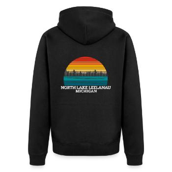 North Lake Leelanau Michigan - Veste à capuche bio Premium Unisexe - noir - Dos - Nico (187cm)