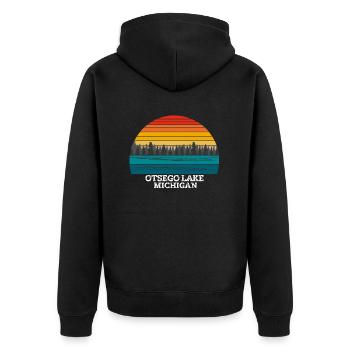 Otsego Lake Michigan - Unisex Premium Bio Zip Hoodie - Schwarz - Hinten - Nico (187cm)