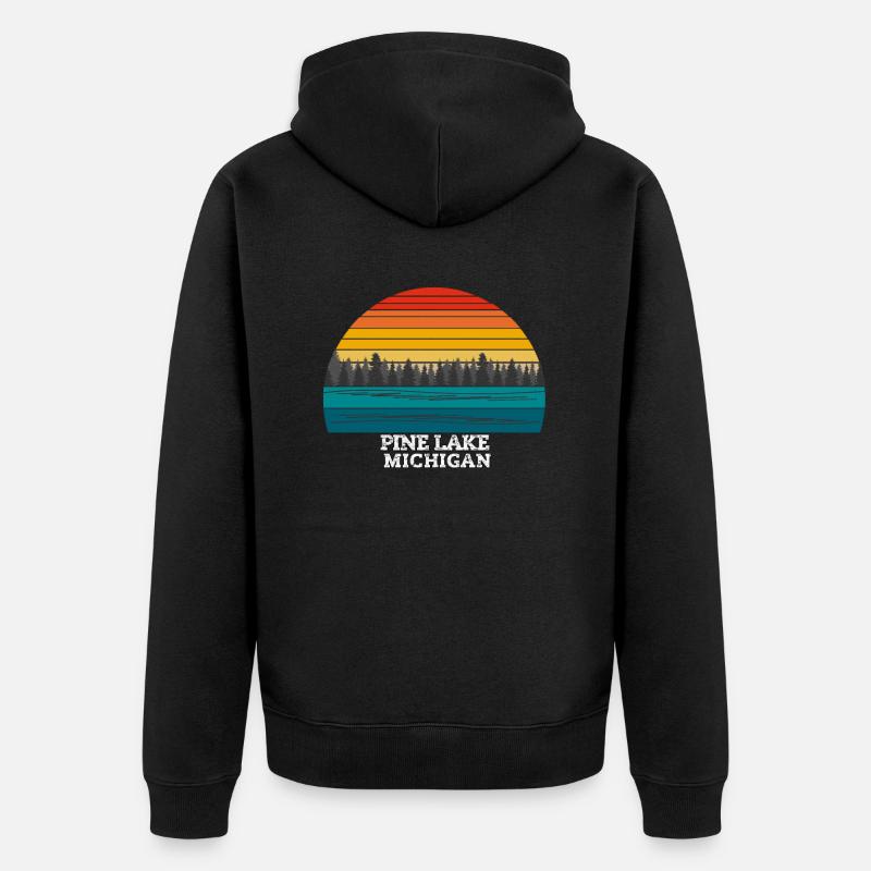 Lac Pine au Michigan - Veste à capuche bio Premium Unisexe - noir