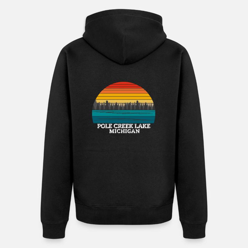 Pole Creek Lac Michigan - Veste à capuche bio Premium Unisexe - noir