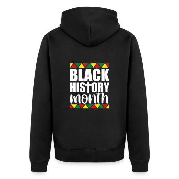 Black History Month Black History American Africa - Unisex Premium Bio Zip Hoodie - Schwarz - Hinten - Nico (187cm)