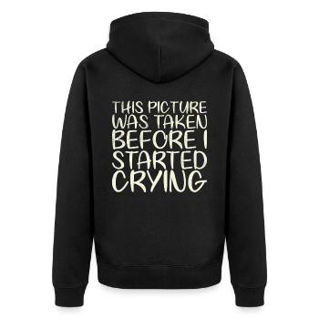 Dieses Bild Wurde Aufgenommen, Bevor Ich Für Die - Unisex Premium Bio Zip Hoodie - Schwarz - Hinten - Nico (187cm)