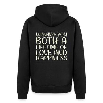 I wish you both a lifetime of love for - Unisex Premium Organic Zip Hoodie - black - Back - Nico (187cm)