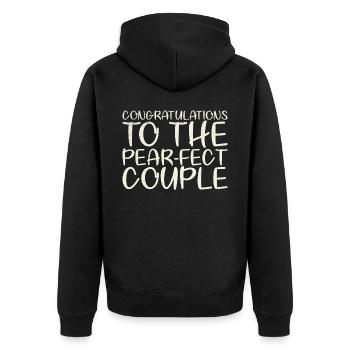 Herzlichen Glückwunsch An Den Pear-fect Für Die - Unisex Premium Bio Zip Hoodie - Schwarz - Hinten - Nico (187cm)