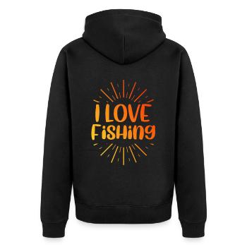 I love fishing - Unisex Premium Organic Zip Hoodie - black - Back - Nico (187cm)