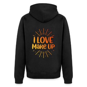 I love makeup - Unisex Premium Organic Zip Hoodie - black - Back - Nico (187cm)