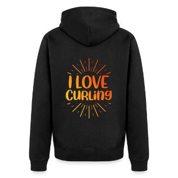 I love curling - Unisex Premium Organic Zip Hoodie - black - Back - Nico (187cm)