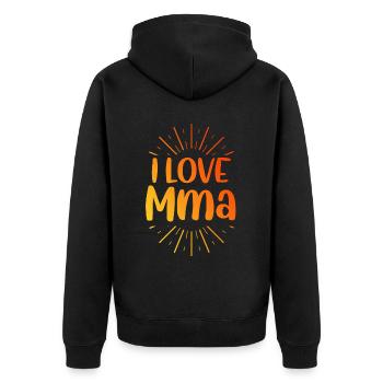 Ich liebe Mma - Unisex Premium Bio Zip Hoodie - Schwarz - Hinten - Nico (187cm)