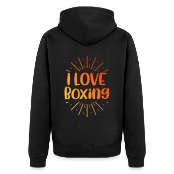 I love boxing - Unisex Premium Organic Zip Hoodie - black - Back - Nico (187cm)