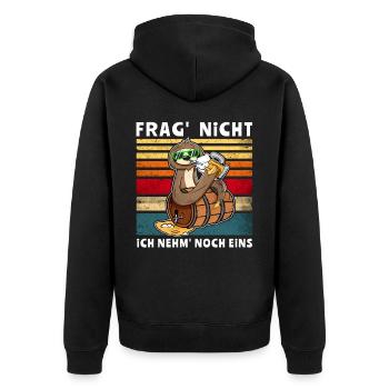 Bier Trinken Faultier Trinksprüche - Unisex Premium Bio Zip Hoodie - Schwarz - Hinten - Nico (187cm)