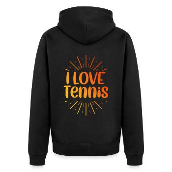Ich liebe Tennis - Unisex Premium Bio Zip Hoodie - Schwarz - Hinten - Nico (187cm)