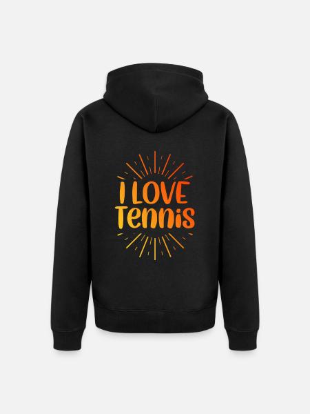 Ich liebe Tennis - Unisex Premium Bio Zip Hoodie - Schwarz