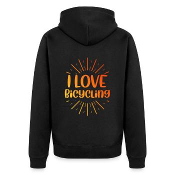 I love cycling - Unisex Premium Organic Zip Hoodie - black - Back - Nico (187cm)