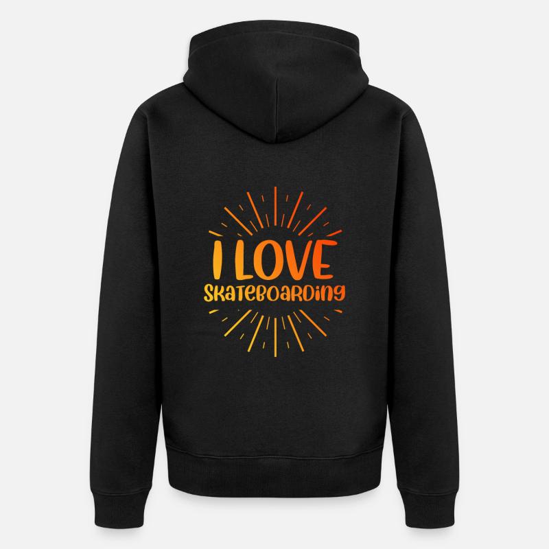 J’adore le skateboard - Veste à capuche bio Premium Unisexe - noir