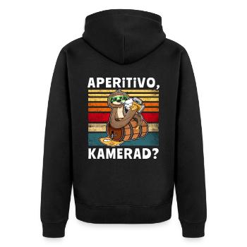 Bier Trinken Faultier Trinksprüche - Unisex Premium Bio Zip Hoodie - Schwarz - Hinten - Nico (187cm)