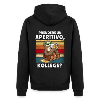 Bier Trinken Faultier Trinksprüche - Unisex Premium Bio Zip Hoodie - Schwarz - Hinten - Nico (187cm)