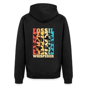 Fossil Whisperer Paläontologie Paläontologe - Unisex Premium Bio Zip Hoodie - Schwarz - Hinten - Nico (187cm)