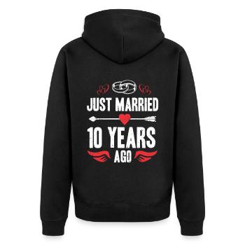Je viens de me marier il y a 10 ans 10e anniversaire de mariage - Veste à capuche bio Premium Unisexe - noir - Dos - Nico (187cm)
