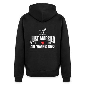 Just Married 40 Years Ago 40th Wedding Anniversary - Unisex Premium Bio Zip Hoodie - Schwarz - Hinten - Nico (187cm)