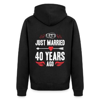 Just Married 40 Years Ago 40th Wedding Anniversary - Unisex Premium Bio Zip Hoodie - Schwarz - Hinten - Nico (187cm)
