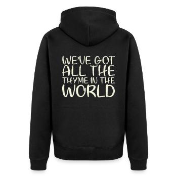 Wir Haben Den Ganzen Thymian Im Weltdesign Für - Unisex Premium Bio Zip Hoodie - Schwarz - Hinten - Nico (187cm)