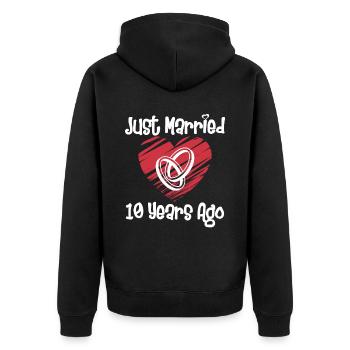 Just Married 10 Years Ago 10th Wedding Anniversary - Unisex Premium Bio Zip Hoodie - Schwarz - Hinten - Nico (187cm)