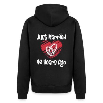 Just Married 40 Years Ago 40th Wedding Anniversary - Unisex Premium Bio Zip Hoodie - Schwarz - Hinten - Nico (187cm)