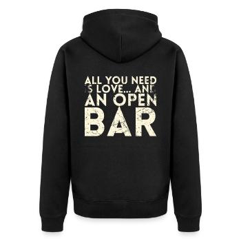 All you need is love and a design - Unisex Premium Organic Zip Hoodie - black - Back - Nico (187cm)