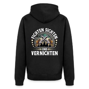 Holzfäller - Unisex Premium Bio Zip Hoodie - Schwarz - Hinten - Nico (187cm)