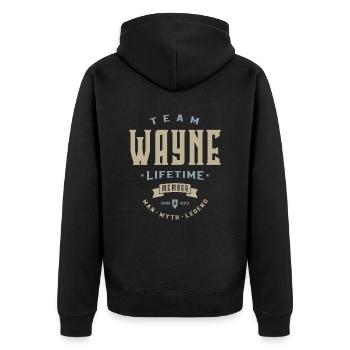 Nom personnalisé du membre à vie de l’équipe Wayne - Veste à capuche bio Premium Unisexe - noir - Dos - Nico (187cm)