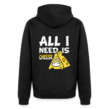 Cheese lovers - What I need is cheese - Unisex Premium Organic Zip Hoodie - black - Back - Nico (187cm)