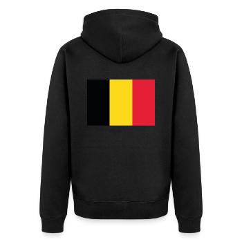 Official Belgium Flag Belgian Country Pride - Unisex Premium Organic Zip Hoodie - black - Back - Nico (187cm)