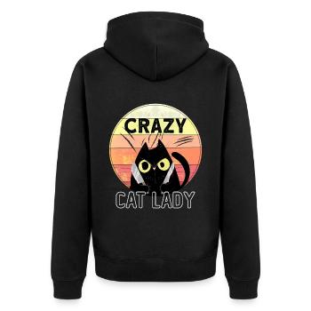 Crazy Cat Lady - Unisex Premium Organic Zip Hoodie - black - Back - Nico (187cm)