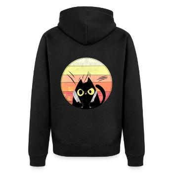 Chat fou avec des couteaux - Veste à capuche bio Premium Unisexe - noir - Dos - Nico (187cm)