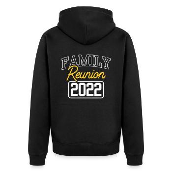 Familientreffen 2022 Familie Team Süß - Unisex Premium Bio Zip Hoodie - Schwarz - Hinten - Nico (187cm)