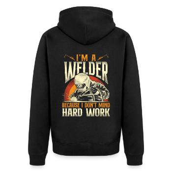 Welder Welding Vintage Retro I'm A - Unisex Premium Bio Zip Hoodie - Schwarz - Hinten - Nico (187cm)