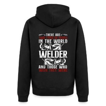 Welder Welding Vintage There Are - Unisex Premium Bio Zip Hoodie - Schwarz - Hinten - Nico (187cm)
