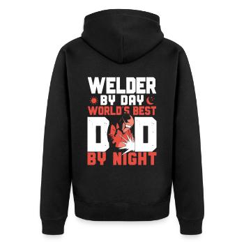 Welder Welding Dad Father Vintage - Unisex Premium Organic Zip Hoodie - black - Back - Nico (187cm)
