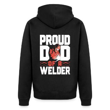 Welder Welding Dad Father Vintage - Unisex Premium Organic Zip Hoodie - black - Back - Nico (187cm)