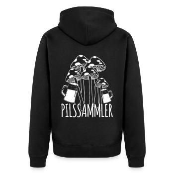 Bier Pilzsammler Pils Pilz Pilzsucher - Unisex Premium Bio Zip Hoodie - Schwarz - Hinten - Nico (187cm)