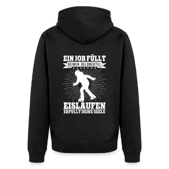 Eislaufen - Unisex Premium Bio Zip Hoodie - Schwarz - Hinten - Nico (187cm)