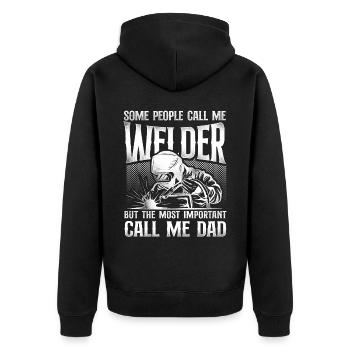 Welder Welding Dad Father Vintage - Unisex Premium Organic Zip Hoodie - black - Back - Nico (187cm)