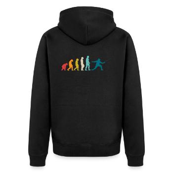 Fechten - Unisex Premium Bio Zip Hoodie - Schwarz - Hinten - Nico (187cm)